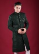 Traditional Raw Silk Designer Green Indowestern