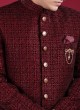 Velvet Thread Work Indowestern In Maroon Color