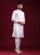 Solid White Cotton Silk Kurta Pajama