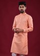 Peach Color Cotton Silk Kurta Pajama