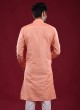 Peach Color Cotton Silk Kurta Pajama