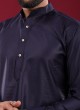 Cotton Silk Kurta Pajama In Navy Blue Color