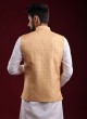 Brocade Silk Nehru Jacket In Yellow