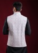 Raw Silk Thread Work Nehru Jacket