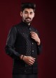 Sequins Work Black Nehru Jacket For Wedding