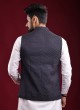 Cotton Silk Nehru Jacket In Black Color