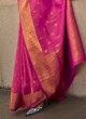 Stunning Pink Handloom Silk Contemporary Saree