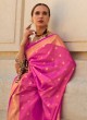 Stunning Pink Handloom Silk Contemporary Saree