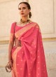Exquisite Gajari Pink Handloom Silk Trendy Saree