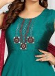 Rama Green Color Cotton Silk Anarkali Suit