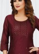 Cotton Silk Pant Style Suit In Maroon Color