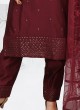 Cotton Silk Pant Style Suit In Maroon Color