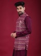 Zig Zag Style Thread Work Nehru Jacket Suit