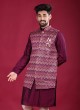 Zig Zag Style Thread Work Nehru Jacket Suit