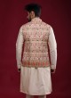 Multi Color Thread Work Nehru Jacket Suit