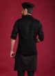 Sequins Work Black Nehru Jacket Suit