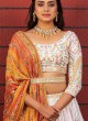 Thread Work White Chiffon Lehenga Choli