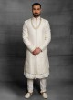 Raw Silk Off White Sherwani For Wedding