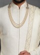 Raw Silk Off White Sherwani For Wedding