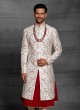 Raw Silk Anarkali Sherwani For Groom