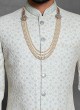 Silk Sky Blue Sherwani For Dulha