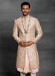 Cream And Peach Color Groom Anarkali Sherwani