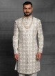 Jacquard Silk Off White Sherwani For Wedding