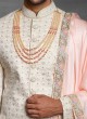 Lucknowi Work Sherwani In Off White Color