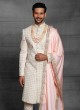 Lucknowi Work Sherwani In Off White Color