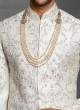 Groom Anarkali Sherwani In White Color