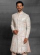 Wedding Wear Raw Silk Anarkali Style Sherwani