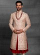 Golden Raw Silk Anarkali Sherwani for Wedding