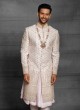 Thread Work Sherwani In Off White