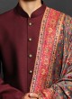 Wedding Wear Sherwani In Maroon Color