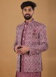 Bandhani Printed Maroon Indowestern For Men
