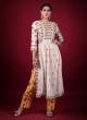 Cream Color Pants Style Suit With Resham Work