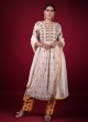 Cream Color Pants Style Suit With Resham Work