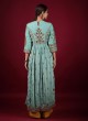 Sea Green Raw Silk Palazzo Suit