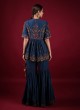 Navy Blue Wedding Sharara Suit With Resham Work