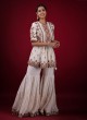 Cream Color Festive Wear Sharara Suit