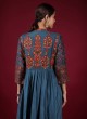 Raw Silk Salwar Kameez In Rama Blue Color