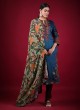 Resham Work Salwar Kameez In Rama Blue Color