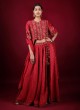 Resham Work Designer Red Indowestern