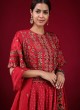 Resham Work Designer Red Indowestern