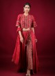 Resham Work Designer Red Indowestern