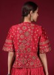 Resham Work Designer Red Indowestern