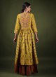 Printed Mehndi Green Salwar Kameez In Raw Silk