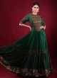 Designer Green Color Anarkali Suit In Raw Silk