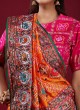 Multi Color Resham Work Silk Saree