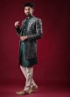 Printed Jacket Style Indowestern In Green color